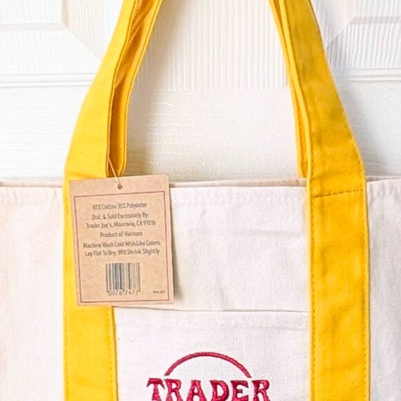 NWT LIMITED RELEASE Trader Joe's Yellow Mini Canvas Tote Bag‎ 🛍️ - Picture 3 of 3